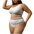 thumbnail image 2 of Feimerou Women's Plus Size Bikini Sets Swimsuits One Shoulder High Waisted Bikinis Tie High Cut Two Piece Bathing Suits Swimwear, 2 of 7