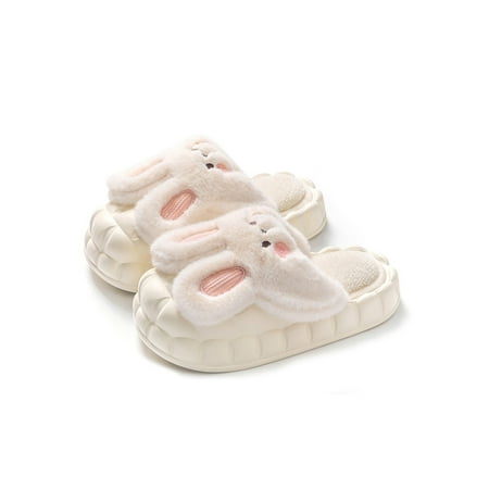 

Eloshman Womens Fuzzy Slipper Slip On Winter Clog Shoe Removable Lining House Shoes Bedroom Lightweight Closed Toe Furry Clogs Comfort Slippers White Rabbit 5-5.5