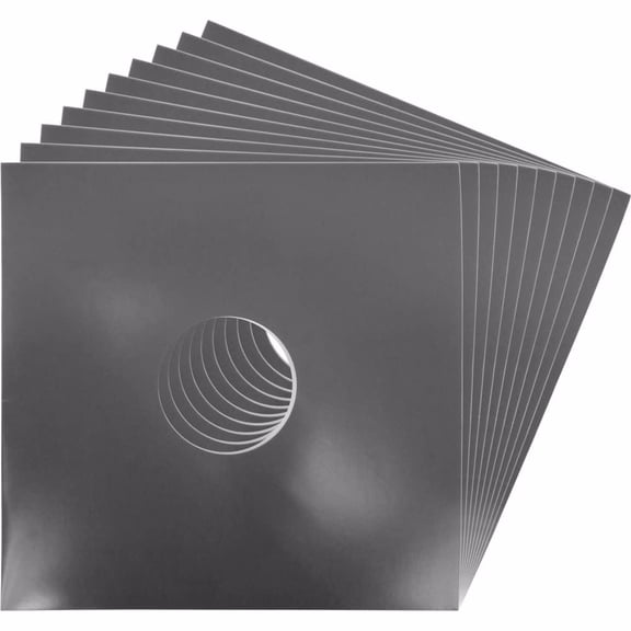 (10) 12" Colored Vinyl Record Jackets with Center Hole - Glossy Gray #12JWGYHH