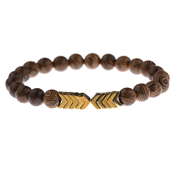 HOOUN Sacred Arrow Lava Stone Bracelet Men Armband Heren Wooden Beaded Yoga Bracelets-Style 1