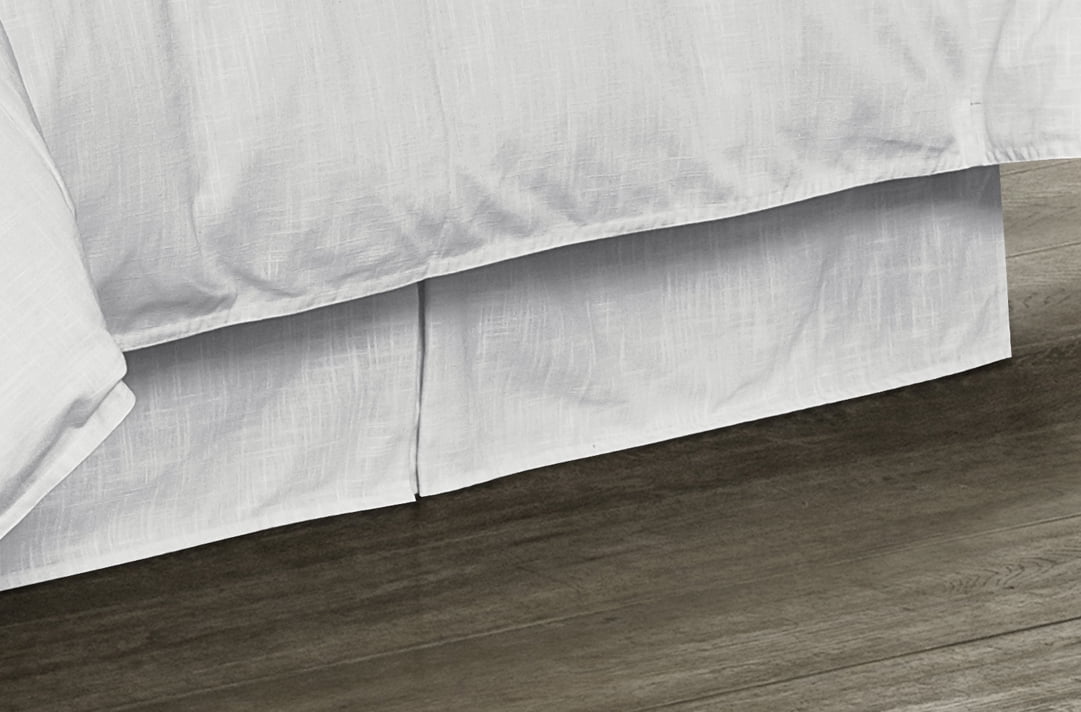 Hiend Accents Tailored White Linen Bed, King Linen Bed Skirt
