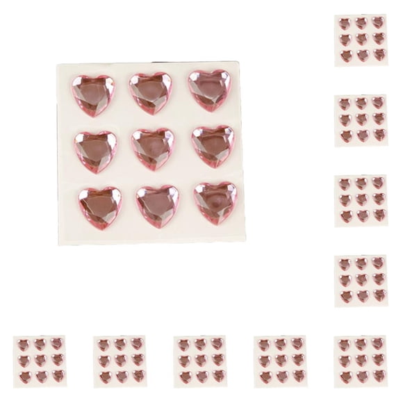 Xingzhi 10 Sheets Rhinestone Stickers Children Hand Acrylic Decals Three-dimensional Student DIY Love Heart Crafts Label Table Party Pink