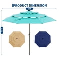 thumbnail image 3 of Parasol de Patio à 3 Niveaux de 10 Pi à DEL Solaires, Parasol de Marché Extérieur Ventilé avec Manivelle et Inclinaison Réglable, 8 Nervures Robustes Protection UV Auvent d'Ombre pour Terrasse Piscine Cour Arrière Jardin, 3 of 8
