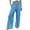 Blue, variant on High Waist Wide Leg Palazzo Pants for Women Smocked Elastic Waistband Loose Fit Comfortable Casual Trousers with Pockets