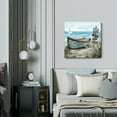 thumbnail image 6 of Canvas Wall Art Beach Décor Wall Picture Rustic Coastal Sand Canvas Print Ocean Nautical Painting Seascape Sea Bird Vintage Ship Boat Artwork for Seaside Living Room Bedroom Bathroom Decor Blue Large, 6 of 9