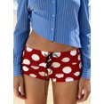 thumbnail image 4 of LMLYSoH Women's Dot Print Mini Shorts Summer Fashionable Fold Over Low Waist Micro Shorts, 4 of 9