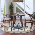 thumbnail image 3 of Round Rug 7Ft Washable Non-Slip, Texas Star Navy Blue Circle Area Rugs for Living Room Bedroom, Farmhouse Vintage Art Wooden Indoor Floor Mats Carpet Runner for Home Decor Aesthetic, 3 of 8