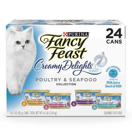 (24 Pack) Fancy Feast Creamy Delights Adult Wet Cat Food, Variety Pack, 3 oz. (Best Selling Wet Cat Food)