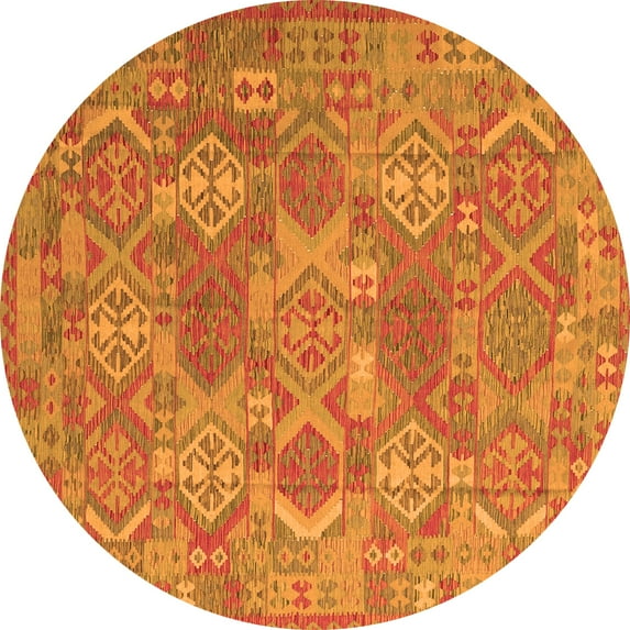 Ahgly Company Indoor Round Southwestern Orange Country Area Rugs, 6' Round
