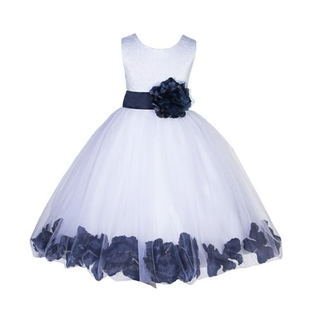 

Ekidsbridal Lace Top Floral Petals White Flower Girl Dress Tulle Weddings Summer Easter Dress Special Occasions Pageant Toddler Girl s Clothing Holiday Bridal Baptism Size S M 2 4 6 8 10 12 165T