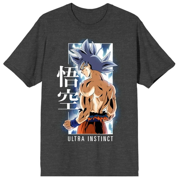 Dragon Ball Super Ultra Instinct Goku Men's Charcoal Heather Crew Neck Short Sleeve T-shirt-Medium