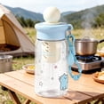 thumbnail image 5 of Cute Kawaii Water Bottle with Strap & Filter, Leakproof Portable Reusable Plastic Water Bottle for Women, Cartoon Animal Design Clear Drink Cup for Office, Travel, Outdoor Sports, 5 of 7