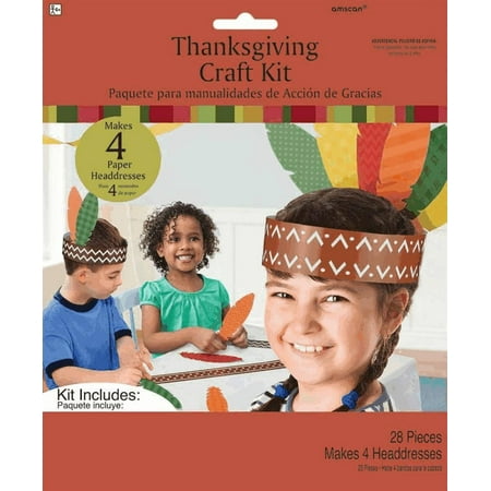 Headband Adapters Kit - Thanksgiving Craft Kit Headbands with Feathers 28 Piece for 4 Headbands