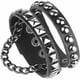 thumbnail image 4 of Pulsera de remache JAMW de cuero negro multicapa ajustable estilo Punk, 4 of 5