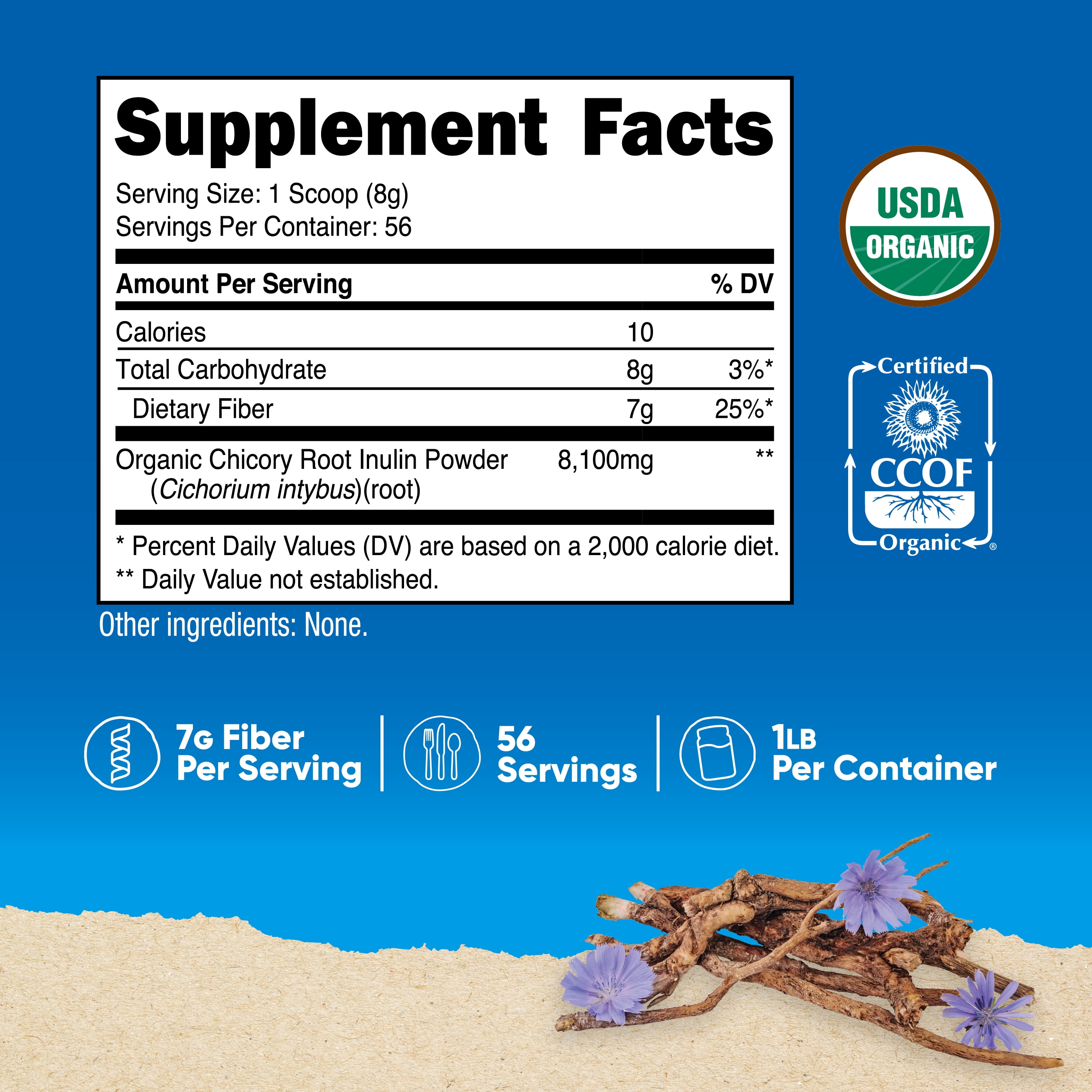 Nutricost Organic Inulin Powder 1LB, 7.5 Grams of Fiber Per Serving, Non-GMO Supplement