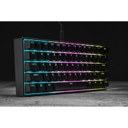CORSAIR - K65 RGB Mini Wired 60% Mechanical Cherry MX SPEED Linear Switch Gaming Keyboard with PBT Double-Shot Keycaps - Black