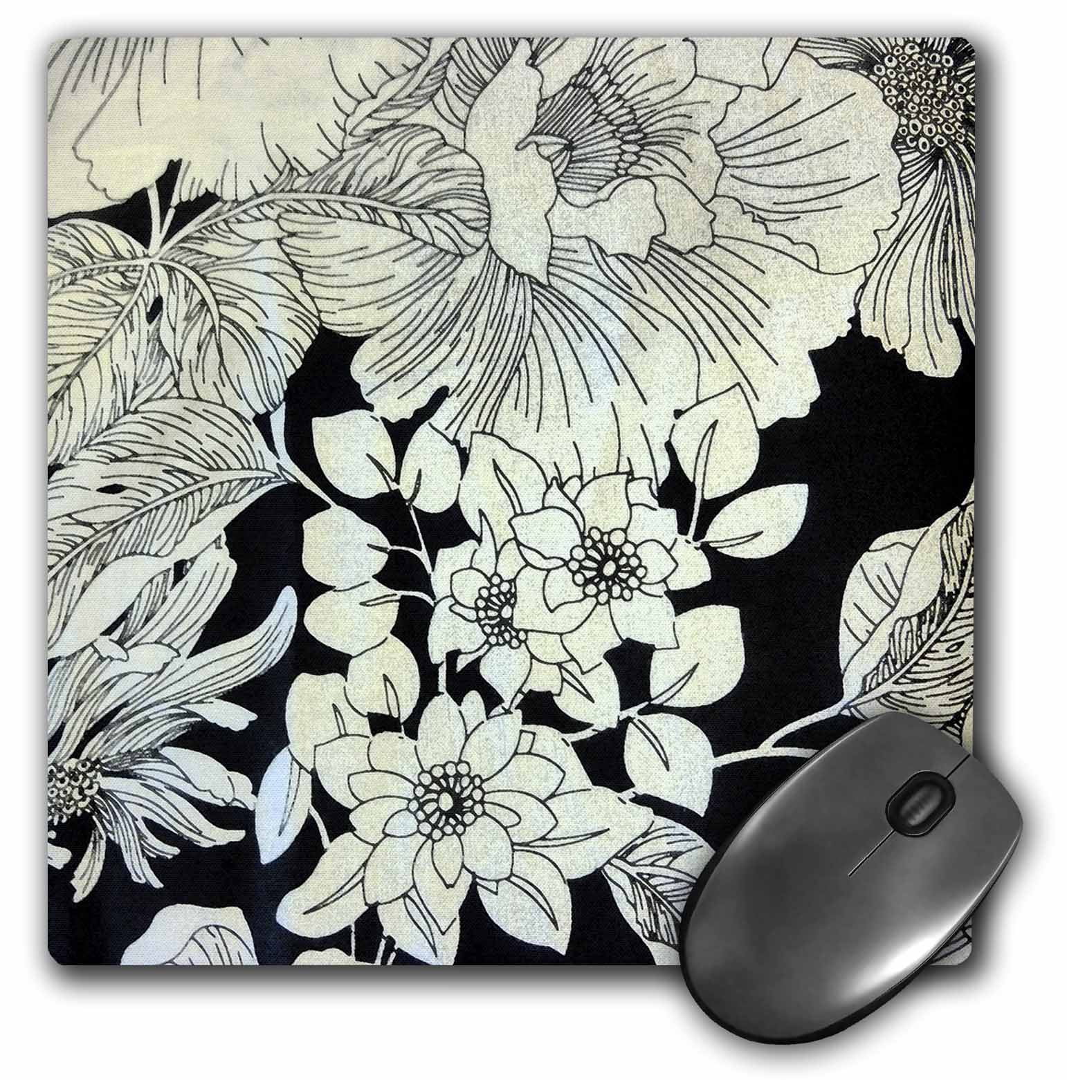 3dRose Large Black n White Floral, Mouse Pad, 8 by 8 inches Walmart