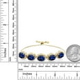 thumbnail image 2 of Gem Stone King 18K Yellow Gold Plated Silver Blue Created Sapphire Tennis Bracelet for Women (12.55 Cttw, Oval 9X7MM, Gemstone September Birthstone, Fully Adjustable up to 9 inch), 2 of 3