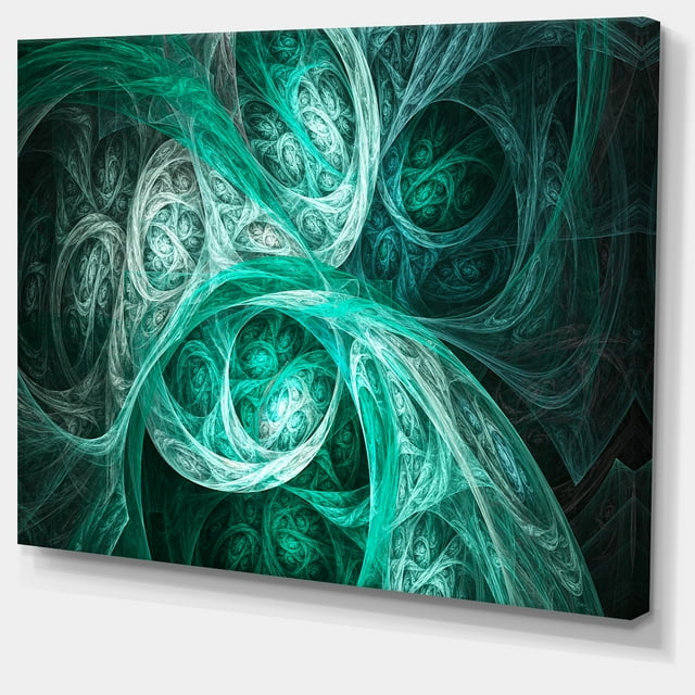 Designart - Mystic Turquoise Fractal - Abstract Wall Art Canvas