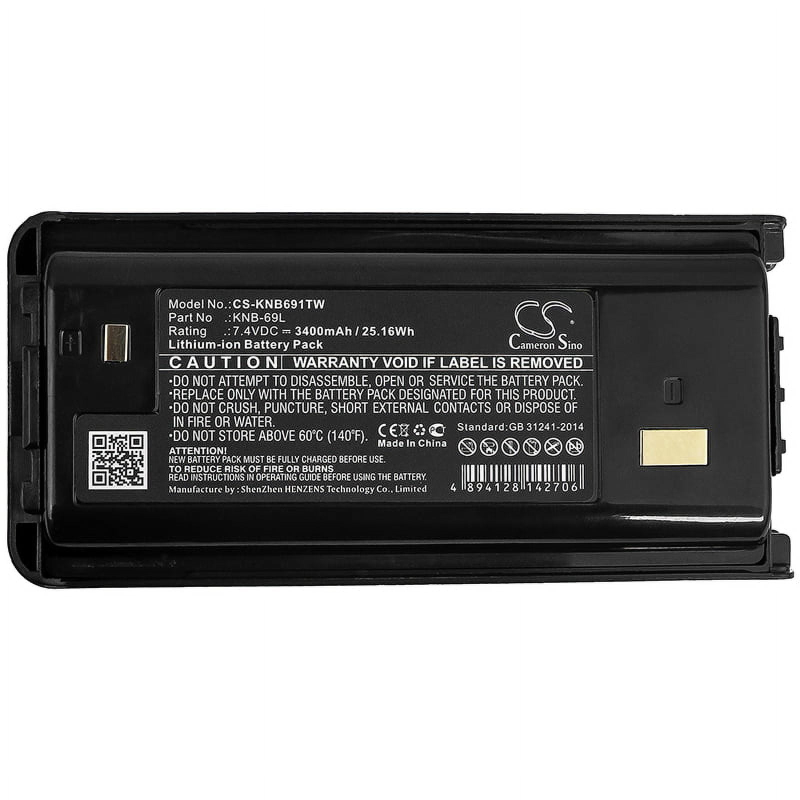 Replacement Battery for Kenwood KNB-69L,PN:KNB-69L,3400mAh
