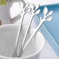 thumbnail image 2 of Juego de tenedores y cucharas de postre ckepdyeh, 20 piezas de tenedores para pasteles de 4,7 pulgadas, cucharas de café, tenedores de frutas con hojas plateadas (10 cucharas + 10 tenedores), 2 of 7