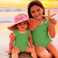 thumbnail image 4 of Abcomgle Baby Swimsuit Girl Solid One Piece Swimsuits for Little Girls Ruffled Stretchy Swimwear for Girls, 4 of 7