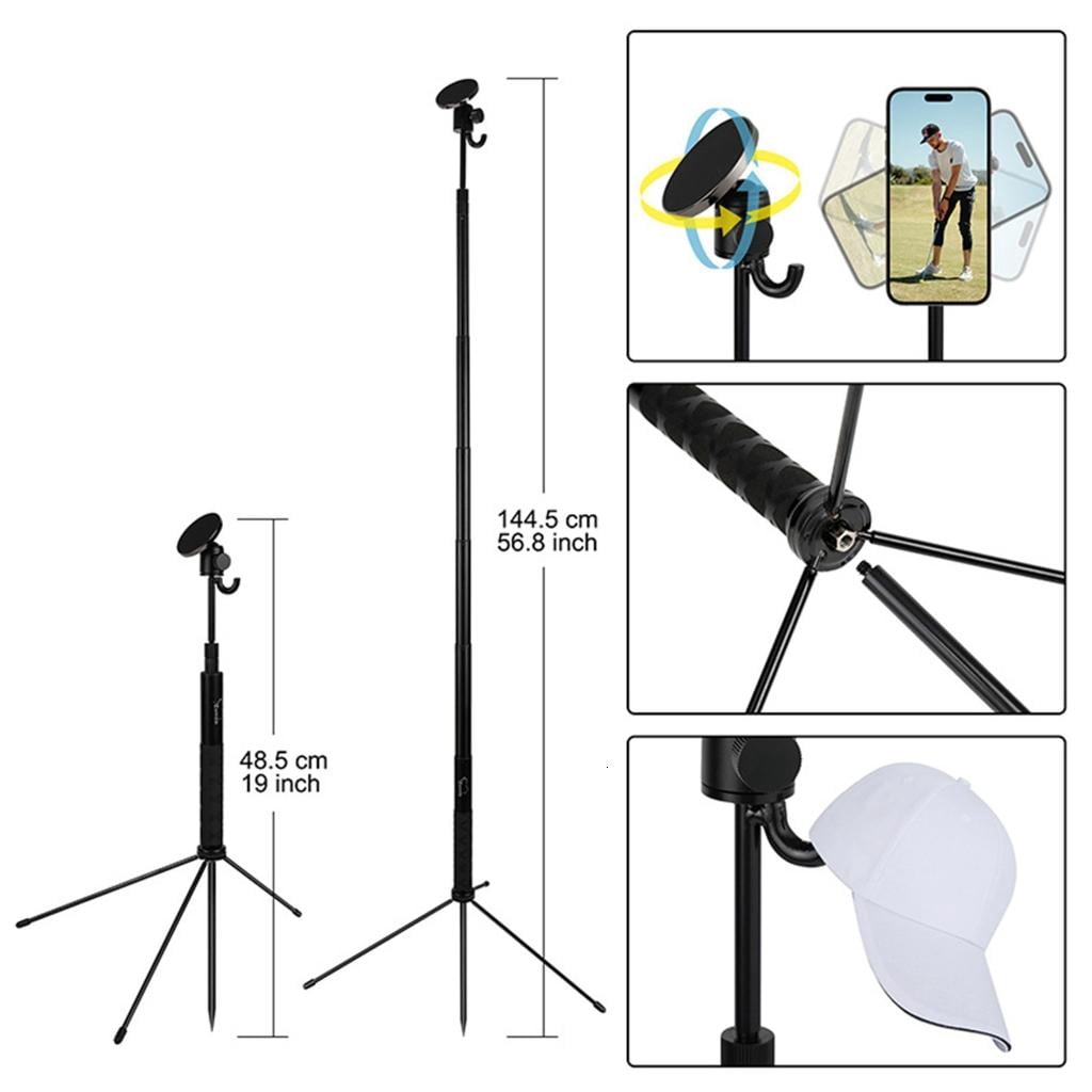 LIANXUE Portable Golf Tripod Selfie Stick Adjustable Golf Stick Magnetic Phone Holer