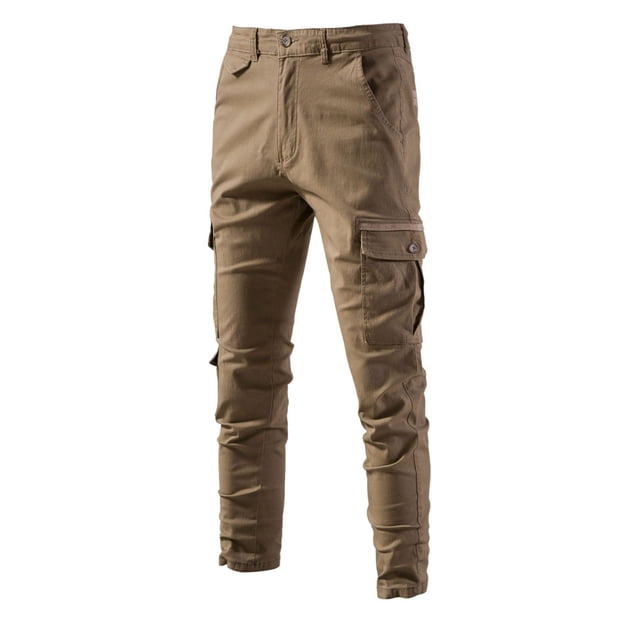 Pantalones largos de moda para hombre, casuales, de color puro, para exteriores, con cremallera y bolsillo, pantalones deportivos para hombre