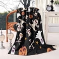 thumbnail image 2 of Retro Halloween Ghost Pattern Blanket,Comfortable Soft Lamb Wool Throw Blanket,All Season,Warm Lightweight Blankets for Sofa Bed Couch Living Room Chair,40"x50", 2 of 4