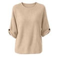 thumbnail image 7 of Gamivast Waffle Knit Shirts for Women 3/4 Sleeve Casual Basic Tops Crewneck Blouses Loose Fit Lightweight Fall Tunic Sweaters for Work Office Everyday Wear Khaki M, 7 of 7