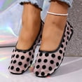 thumbnail image 4 of Women's Polka Dots Mesh Ballet Flats Square Toe Ballerina Flats Closed Toe Comfortable Casual Work Shoes Pink 9.5(43), 4 of 9