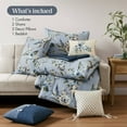 thumbnail image 3 of Blue Queen Vintage Floral Comforter Set 7-Piece, Cotton Blend Reversible Bedding with Bed Skirt, 3 of 17