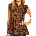 thumbnail image 3 of Women Ruffled Sleeve Button Closure Polka Dots Printed Pleated Shirt,2XL, 3 of 7