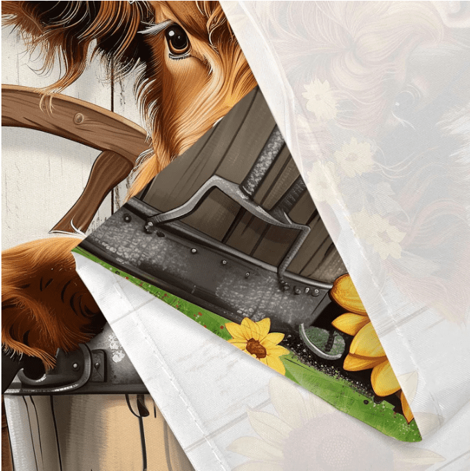 Farmhouse Highland Cow Shower Curtain, Rustic Cow Shower Curtain Set Farmhouse Bull Sunflower Bathroom Curtain Decor, Waterproof Western Farm Country Bull Bathroom Curtain With Hooks,70X75 Inch