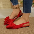 thumbnail image 5 of KEGIRLOM Women's Fashion Casual Spring And Summer Solid Color Bow Pointed Toe Flat Sandals Red 9.5, 5 of 8