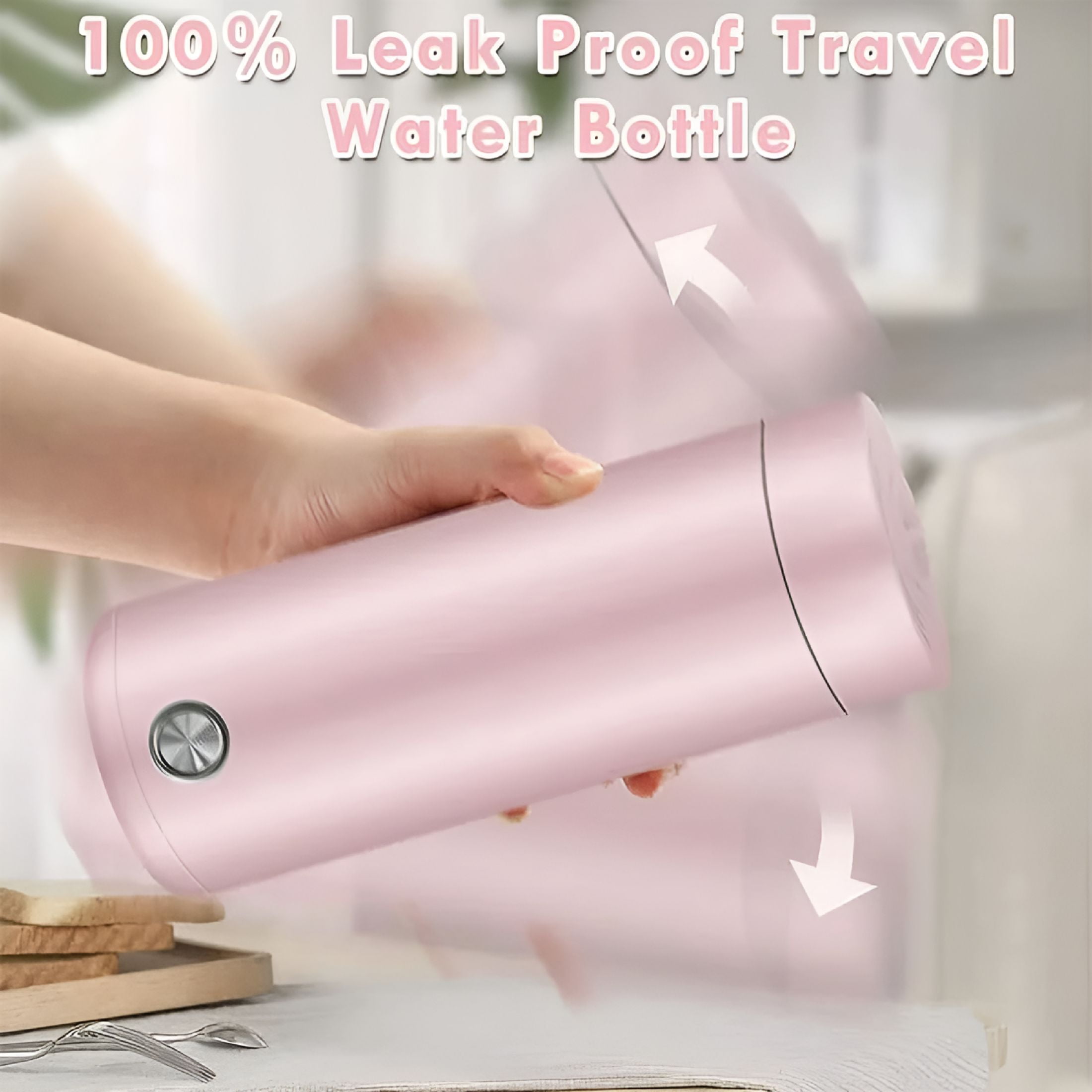 HIBIBUD 2026 New Portable Electric Kettle,400Ml Travel Tea Kettle with Non-Stick Coating,Double Wall Water Boiler Bottle,Insulated Coffee Thermos Mug,Fast Boil&Auto Shut Off Hot Water Heater (Pink)