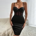 thumbnail image 2 of Women's Sweetheart Neck Mini Tight Dresses Bustier Spaghetti Strap Solid Color Slim Fitted Short Club Night Out Dress, 2 of 6
