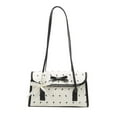 thumbnail image 1 of Trendy Bow Detail Top Handle Purse, Soft Material Satchel With Adjustable Strap, Spacious Tote, 1 of 8
