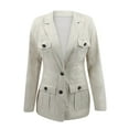 thumbnail image 2 of Blazer for Women Lapel Collar Button Up Blazer Jacket Solid Color Long Sleeve Outwears Business Work Coat with Pocket, 2 of 6