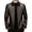 Brown, variant on Men Jacket Lapel Long Sleeve Zipper Placket Regular Fit Coat Solid Color Short Style Faux Leather Jacket Casual Street Outwear