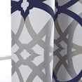thumbnail image 2 of DriftAway Alexander Spiral Geo Trellis Pattern Tie Up Curtain Room Darkening Blackout Window Curtain Rod Pocket, 25"Wx47"L, Navy Gray, 2 of 7