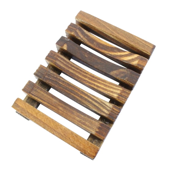 Natural Wood Bathroom Shower Soap Tray, Elevated Slatted Soap Dish Storage Stand for Hygienic Dry Soap Keeping