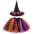 thumbnail image 1 of 1 juego de ropa de Halloween para niños, sombrero de bruja, falda, disfraz de fiesta, 1 of 6