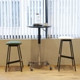thumbnail image 2 of Movable 360 Degree Swivel Pub Table with Adjustable Hight, Round Bar Table with Wheels & Aluminum Star Base, Stand Desk for Kitchen & Bistro, Black, 2 of 7