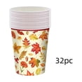 thumbnail image 2 of 32PCS Autumns Thanksgiving Disposable Tableware Set, Pumpkin Maple Leaf Printed Paper Plates Cups Napkins, Fall Holiday Dinner Party Supplies, Lazyguy, 2 of 6