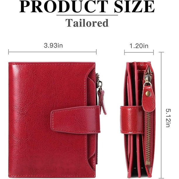 Cartera pequena roja para mujer Cartera pequena de mujer con bloqueo compacto de piel autentica TUNC Sencillez Walmart en linea
