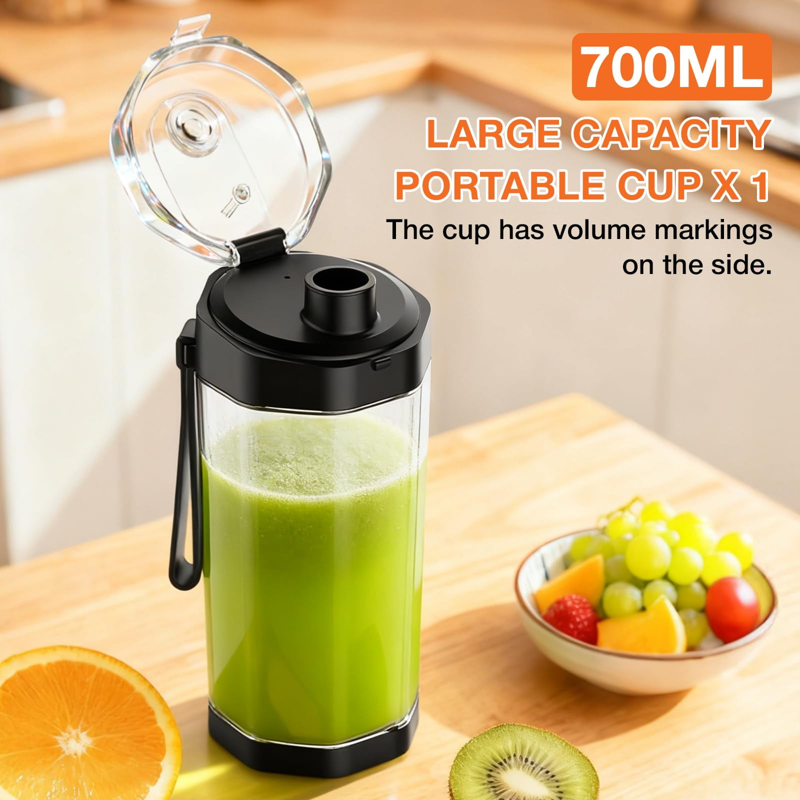 TOCOKEID 6000mAh Super Large Battery Portable Blender, 24oz 360W Long-Lasting USB-C Personal Blender for Smoothies, Shakes, Travel & Office