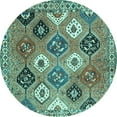 thumbnail image 1 of Ahgly Company Indoor Round Persian Turquoise Blue Traditional Area Rugs, 7' Round, 1 of 4