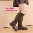 thumbnail image 6 of Love Steetly Women's Extra Wide Calf Knee High Boots, Quilted Tall Boots with Buckle Chain, Block Heel Side Zipper Non-Slip Winter Boots., 6 of 8