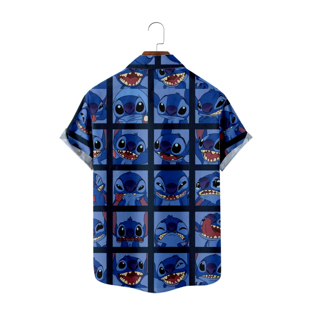 FUNIER Men's & Boy's Hawaiian Shirts Lilo Stitch Printed Regular Fit ...